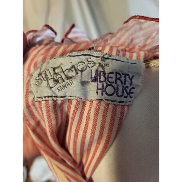 VTG  Sun Babies Liberty House Honolulu Hawaii Long Red Stripe MuuMuu  Small Size - Picture 8 of 8